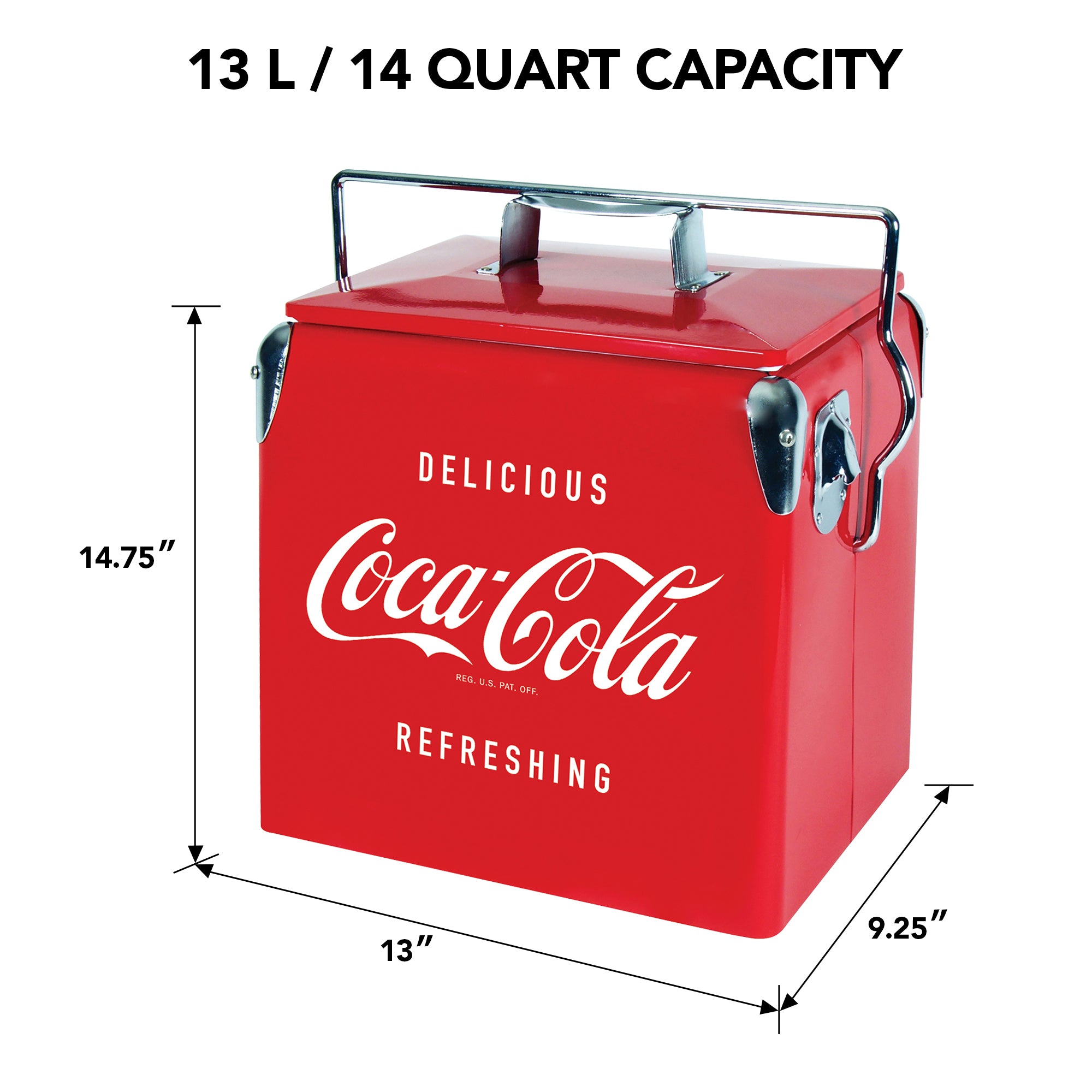 Coca-Cola Retro Ice Chest Cooler with Bottle Opener 13L (14 qt), 18 Ca
