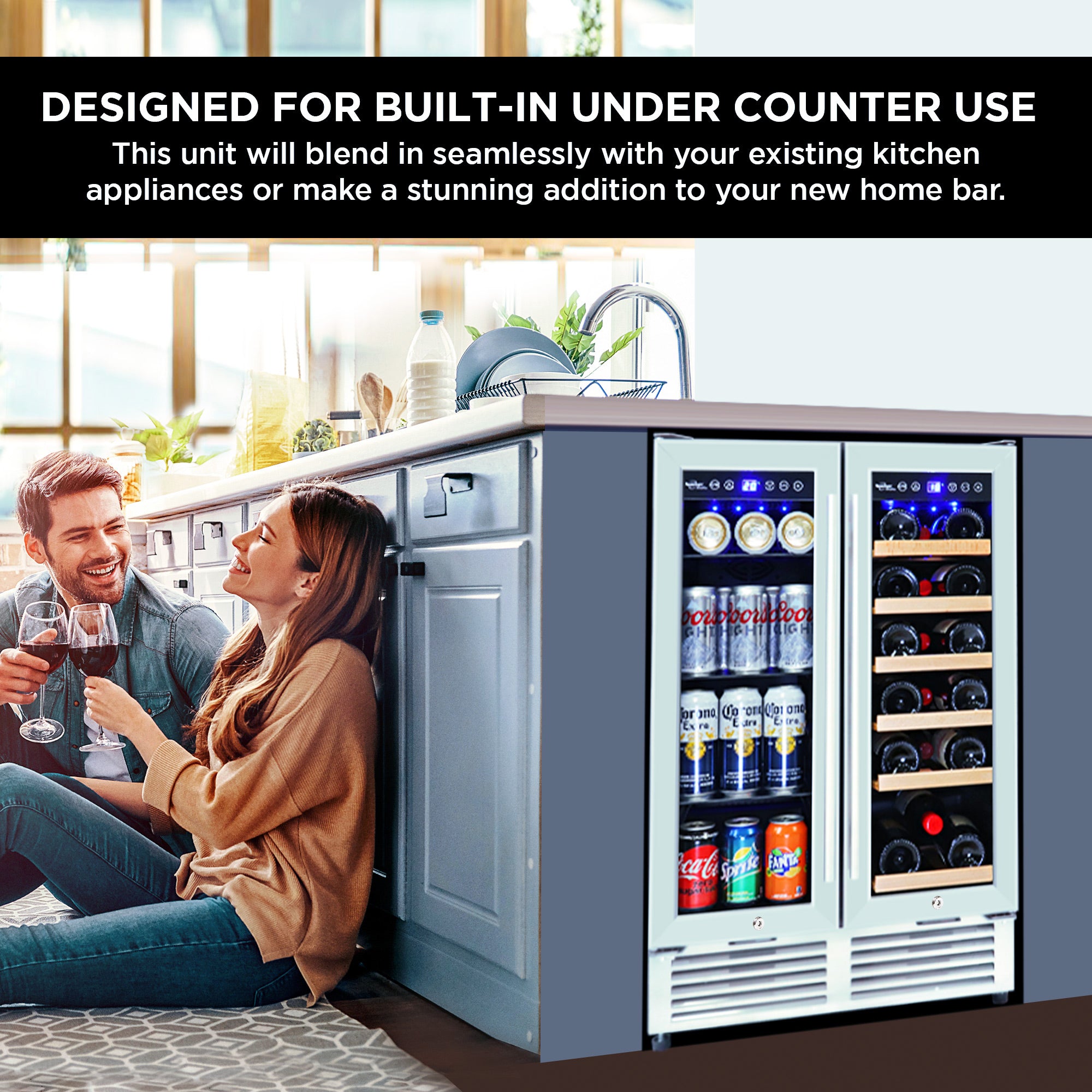 Kenmore 24 In Dual Zone Wine and Beverage Fridge | Built-In