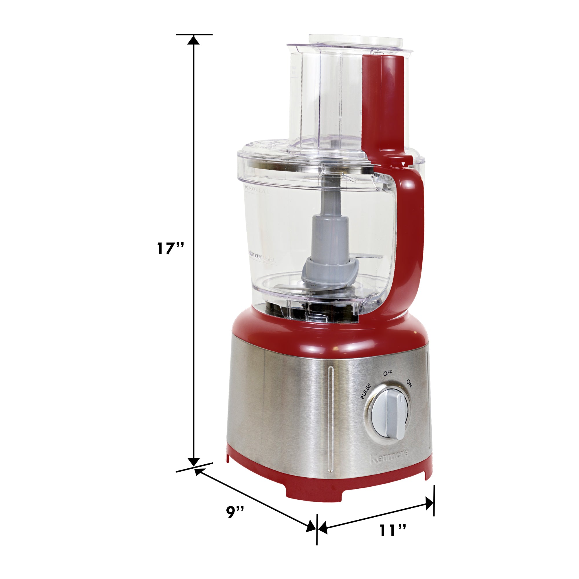 Kenmore 11-Cup Food Processor | 500W | Reversible Slice/Shred | Red