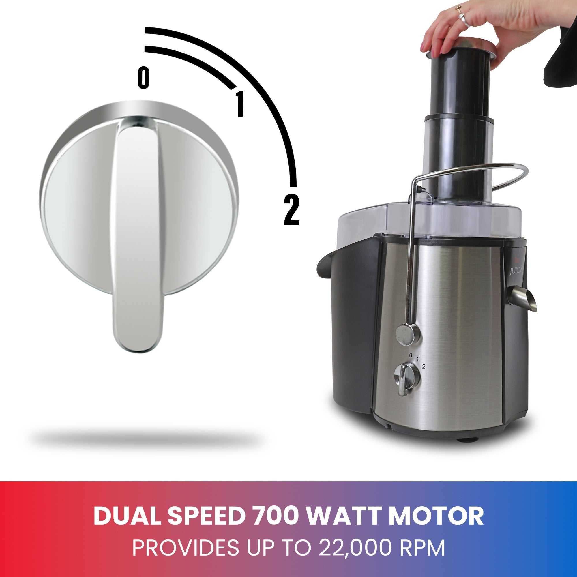 Total Chef Juicin' Juicer | Wide Mouth | 700W | 2 Speeds | Black