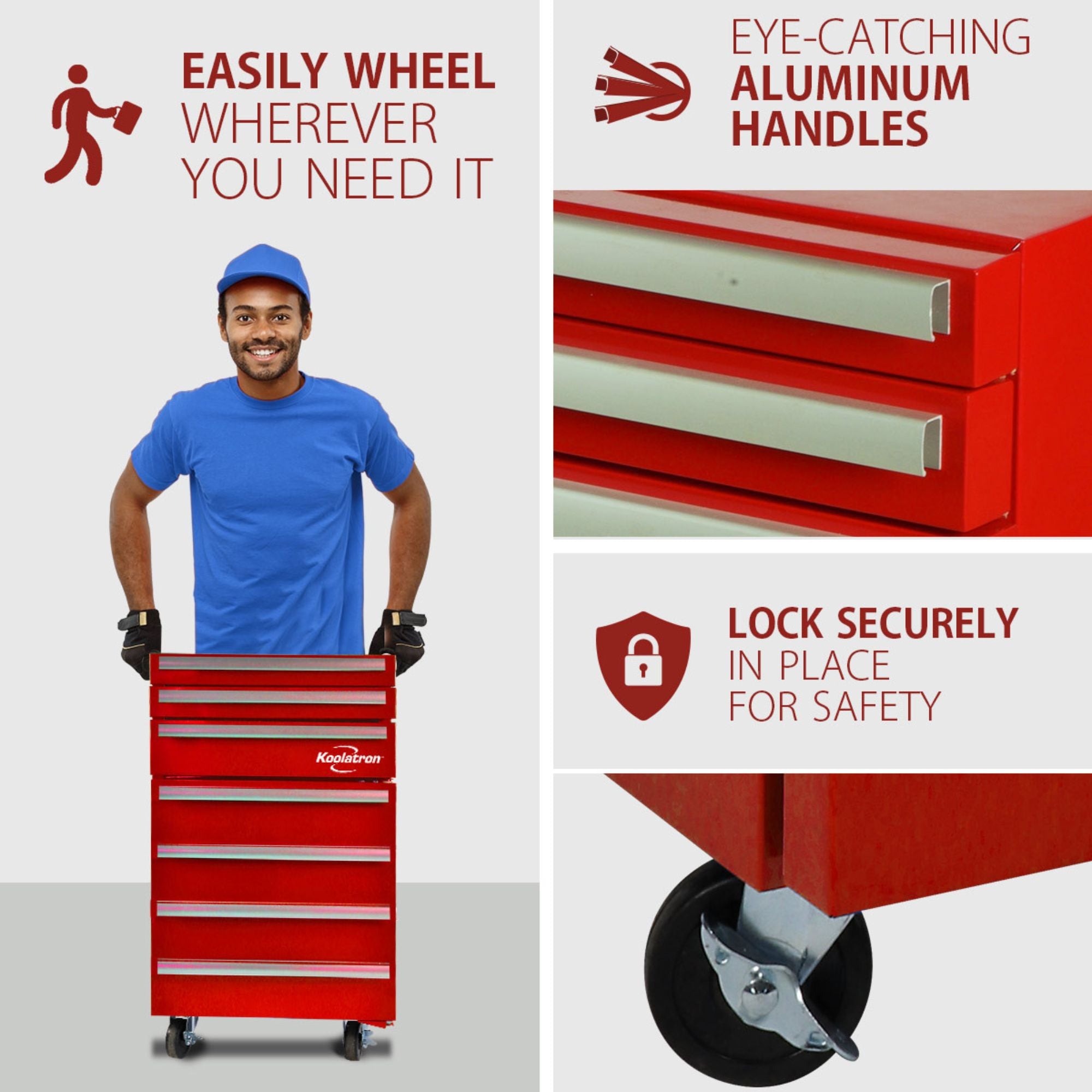 Koolatron Tool Chest Fridge | 1.8 cu ft Red | 3 Tool Drawers
