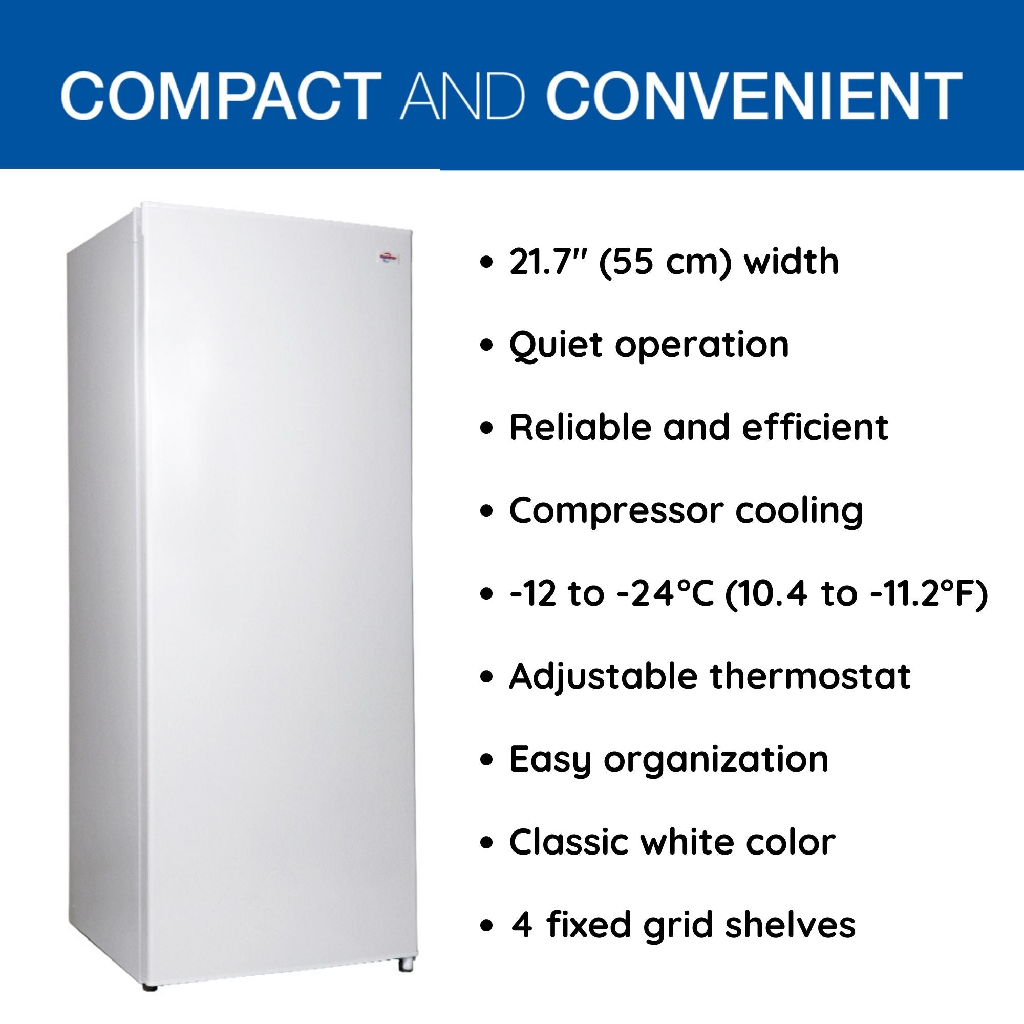 Koolatron Compact Upright Freezer | White | 150L