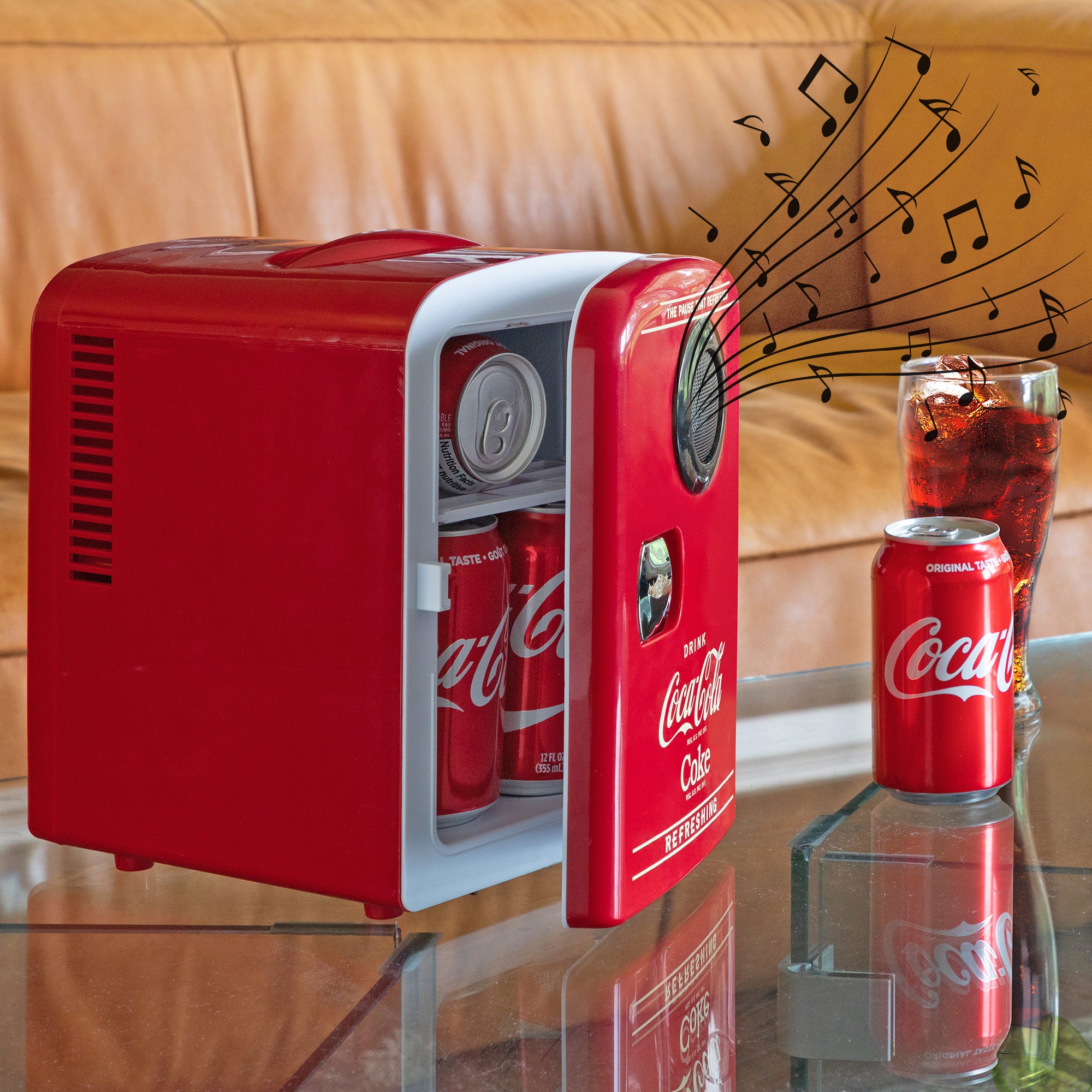 Coca Cola 4L Mini Fridge/Warmer | Built-In Bluetooth Speaker