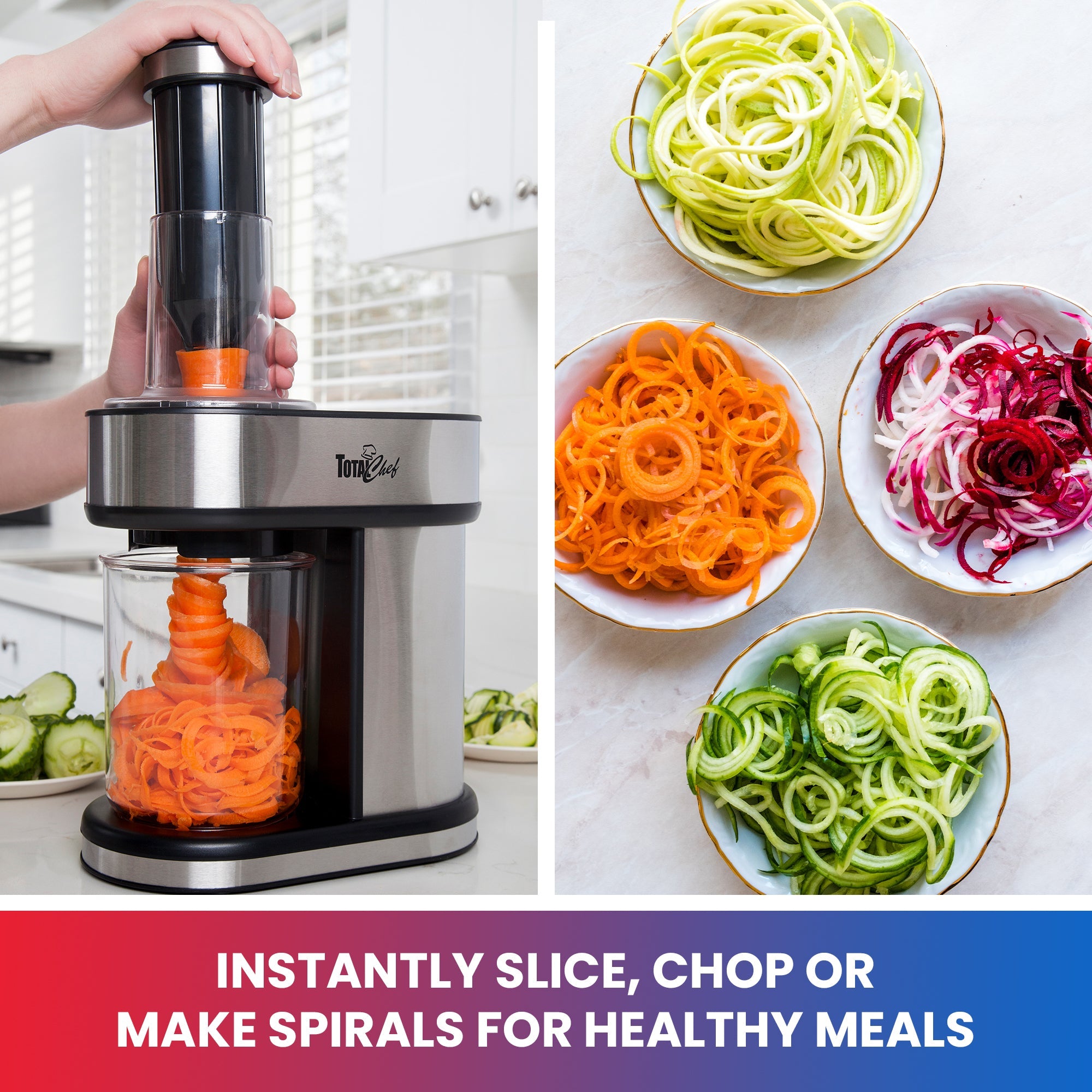 Total Chef 3-in-1 Electric Vegetable Spiralizer | Noodles & Ribbons